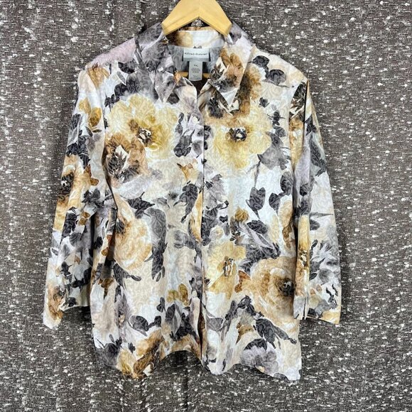 Alfred Dunner Womens Watercolor Floral Burnout‎ Top - Picture 1 of 5